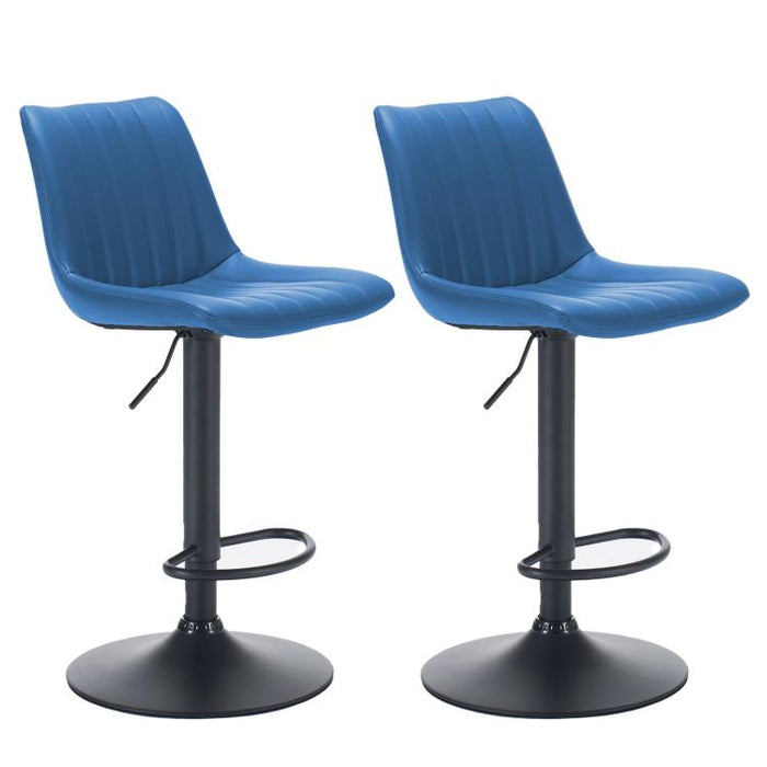 Adjustable Bar Stools Set of 2,Faux Leather Swivel Bar Stools with Backs,Height Adjustable Bar Chairs with Footrest,Modern Barstools for Kitchen Island,Dining Room,Home Bar,Blue