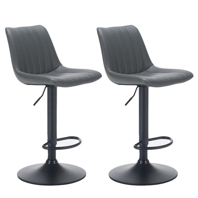 Adjustable Bar Stools Set of 2,Faux Leather Swivel Bar Stools with Backs,Height Adjustable Bar Chairs with Footrest,Modern Barstools for Kitchen Island, Dining Room,Home Bar, Grey