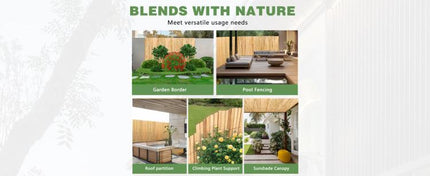 Bamboo Privacy Fence Roll 6.5FTx 13FT, Natural Bamboo Slat Screening Panels for Outdoor Garden, Yard, Patio, Balcony Privacy Screen.