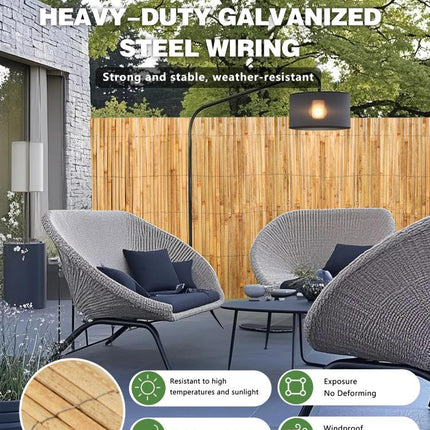 Bamboo Privacy Fence Roll 6.5FTx 13FT, Natural Bamboo Slat Screening Panels for Outdoor Garden, Yard, Patio, Balcony Privacy Screen.