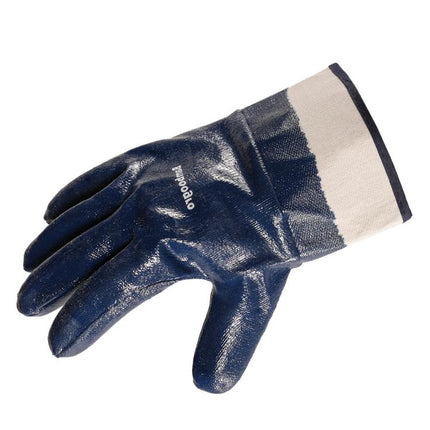 ORG Fully Dipped Blue Nitrile Gloves, Canvas Cuff, Heavy-Duty Oil Resistant Protective Gloves, Ideal for Mechanic, Auto Repair, Machinery, Industrial Work 6 Pairs.