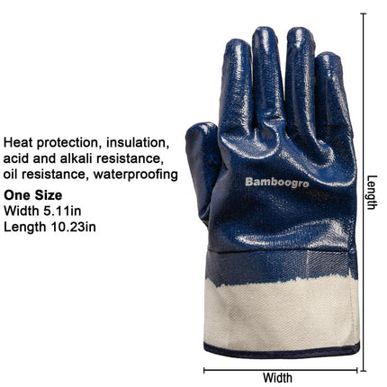 ORG Fully Dipped Blue Nitrile Gloves, Canvas Cuff, Heavy-Duty Oil Resistant Protective Gloves, Ideal for Mechanic, Auto Repair, Machinery, Industrial Work 6 Pairs.