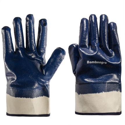 ORG Fully Dipped Blue Nitrile Gloves, Canvas Cuff, Heavy-Duty Oil Resistant Protective Gloves, Ideal for Mechanic, Auto Repair, Machinery, Industrial Work 6 Pairs.