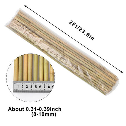 2FT,Diameter 8mm - 10mm Natural Bamboo Plant Stake, Sturdy Bamboo Poles, Durable Plant Bamboo Stake, Garden Climbing Plant Bracket 25pcs.