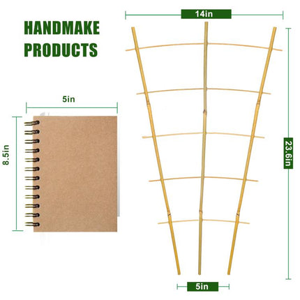 2 FT bamboo garden trellis, climbing plant trellis, Vines, Vegetables, Flowers, Potted Plants, Natural Bamboo Indoor Outdoor Support 3pcs.