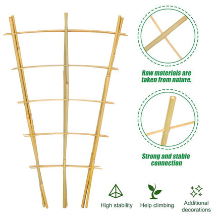 2 FT bamboo garden trellis, climbing plant trellis, Vines, Vegetables, Flowers, Potted Plants, Natural Bamboo Indoor Outdoor Support 3pcs.