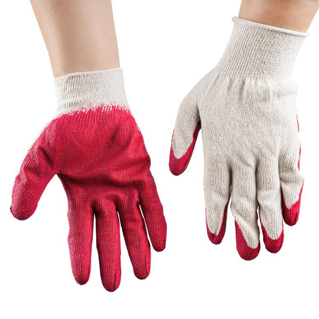 Red Latex Work Gloves for Garden & Warehouse ,10 Gauge T/C Knit Shell with Smooth Coated Palm, 10 Pairs