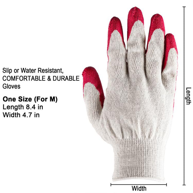 Red Latex Work Gloves for Garden & Warehouse ,10 Gauge T/C Knit Shell with Smooth Coated Palm, 10 Pairs