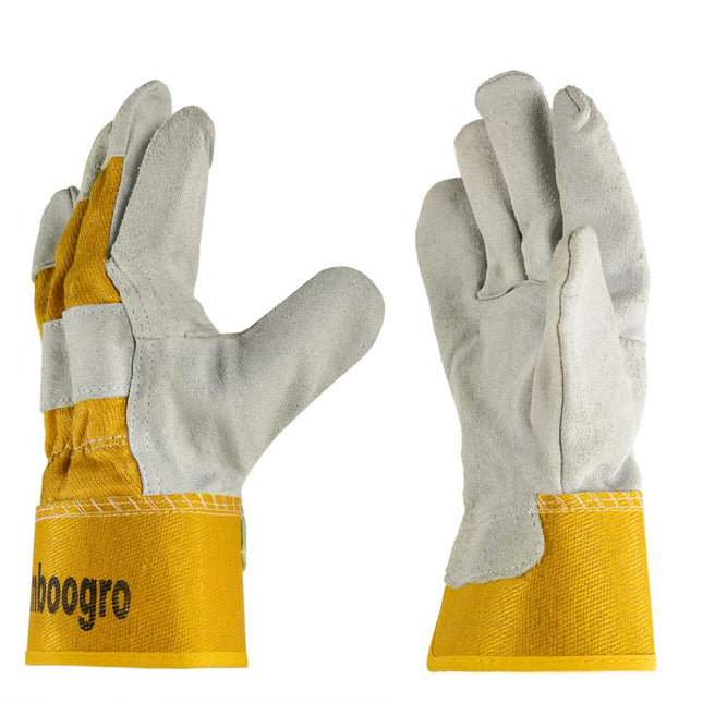 CSG Genuine Cow Leather Work Gloves, Wear Resistant Protective Gloves, Ideal for Welding, Construction, Gardening, Machinery Handling 6 Pairs.
