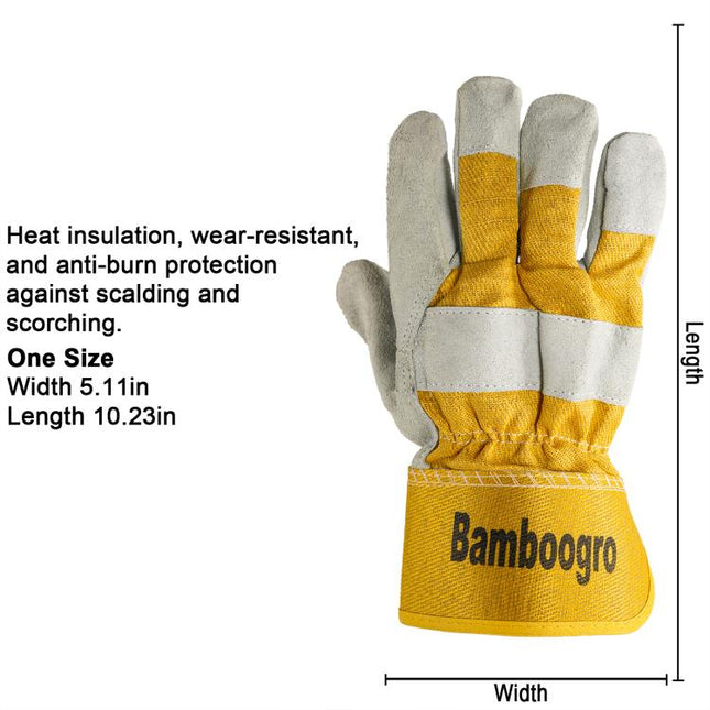 CSG Genuine Cow Leather Work Gloves, Wear Resistant Protective Gloves, Ideal for Welding, Construction, Gardening, Machinery Handling 6 Pairs.