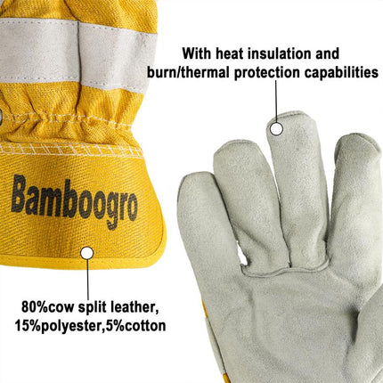 CSG Genuine Cow Leather Work Gloves, Wear Resistant Protective Gloves, Ideal for Welding, Construction, Gardening, Machinery Handling 6 Pairs.