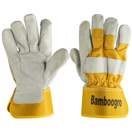 CSG Genuine Cow Leather Work Gloves, Wear Resistant Protective Gloves, Ideal for Welding, Construction, Gardening, Machinery Handling 6 Pairs.