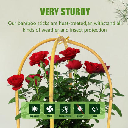 3FT 3pcs Natural U-Hoops Bamboo Trellis U-Shaped Garden Trellis for Climbing Plants, Vines, Ivy, Flowers, and Potted Plants