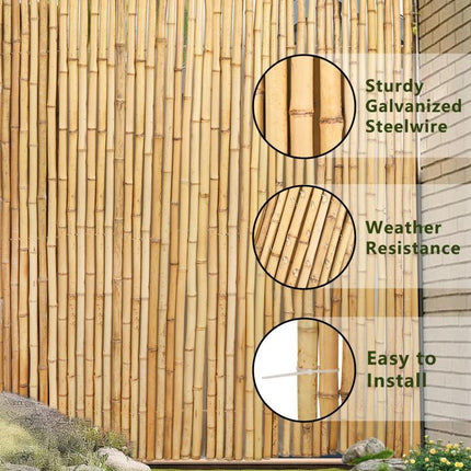 Natural Bamboo Fence Roll 4FT x 6FT , Outside Bamboo Privacy Fencing, Natural Privacy Screen Panels for Garden, Outdoor.
