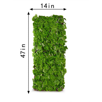 Expandable Greenery Trellis for Balcony 47×14inch, Faux Ivy Privacy Screen,Real wood frame adjusts easily and PE leaves rinse clean after outdoor use