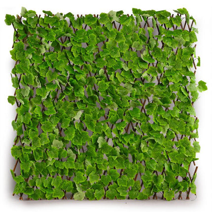 Expandable Greenery Trellis for Balcony 47×14inch, Faux Ivy Privacy Screen,Real wood frame adjusts easily and PE leaves rinse clean after outdoor use