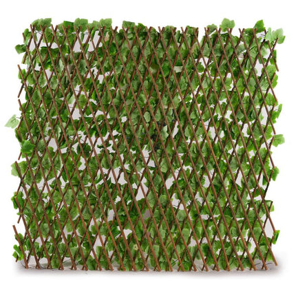 Expandable Greenery Trellis for Balcony 47×14inch, Faux Ivy Privacy Screen,Real wood frame adjusts easily and PE leaves rinse clean after outdoor use