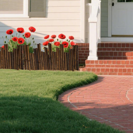Garden Natural Bamboo Fence Lawn Edging 15.8inH x 24inL, Garden Border Fence, Decorative Bamboo Roll for Flower Bed, Pathway, and Landscape Edging, Outdoor Garden Border Fence