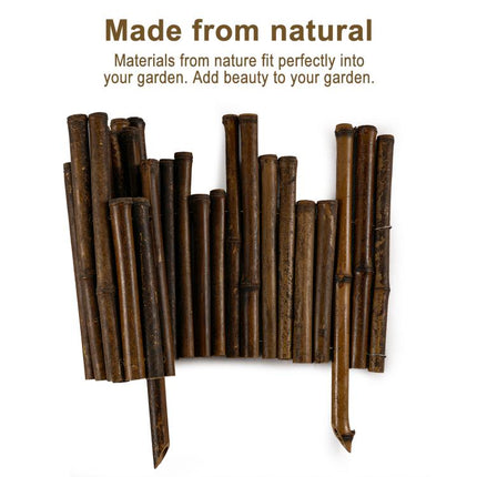 Garden Natural Bamboo Fence Lawn Edging 15.8inH x 24inL, Garden Border Fence, Decorative Bamboo Roll for Flower Bed, Pathway, and Landscape Edging, Outdoor Garden Border Fence