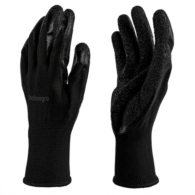 Black NCG Crinkle Latex Coated Seamless Knit Gloves, Textured Anti-Slip Palm & Fingers, Ideal for General Work, Gardening, Construction, Mechanic, Warehouse 8Pairs
