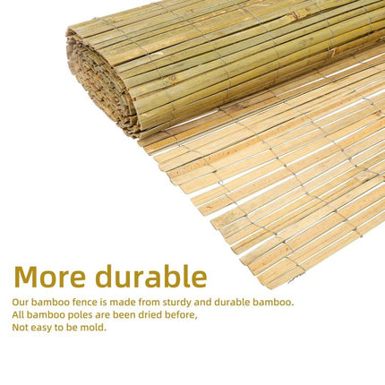 Bamboo Privacy Fence Roll 6FTx 10FT, Natural Bamboo Slat Screening Panels for Outdoor Garden, Yard, Patio, Balcony Privacy Screen