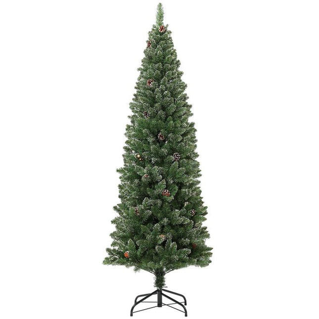 180 cm artificial slim Christmas tree with foldable steel stand, 618 tips, green