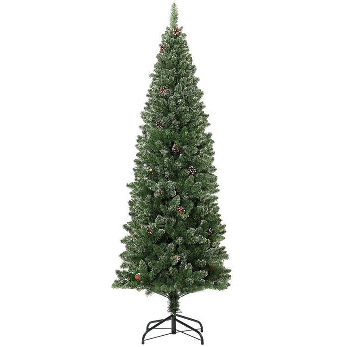 180 cm artificial slim Christmas tree with foldable steel stand, 618 tips, green