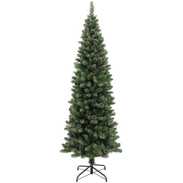 180 cm artificial slim Christmas tree with foldable steel stand, 618 tips, green