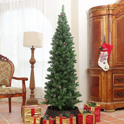 180 cm artificial slim Christmas tree with foldable steel stand, 618 tips, green