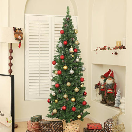 180 cm artificial slim Christmas tree with foldable steel stand, 618 tips, green