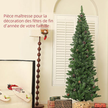 180 cm artificial slim Christmas tree with foldable steel stand, 618 tips, green