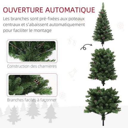 180 cm artificial slim Christmas tree with foldable steel stand, 618 tips, green