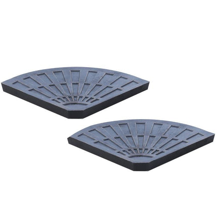 2-Piece Parasol Stand Weight Set – Semi-Circular Base with Handle – Resin & Metal (Bronze) – 66 x 47 x 4.2 cm – 30 kg
