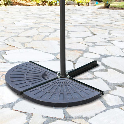2-Piece Parasol Stand Weight Set – Semi-Circular Base with Handle – Resin & Metal (Bronze) – 66 x 47 x 4.2 cm – 30 kg