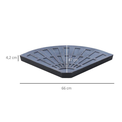 2-Piece Parasol Stand Weight Set – Semi-Circular Base with Handle – Resin & Metal (Bronze) – 66 x 47 x 4.2 cm – 30 kg