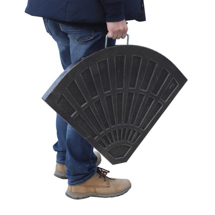 2-Piece Parasol Stand Weight Set – Semi-Circular Base with Handle – Resin & Metal (Bronze) – 66 x 47 x 4.2 cm – 30 kg