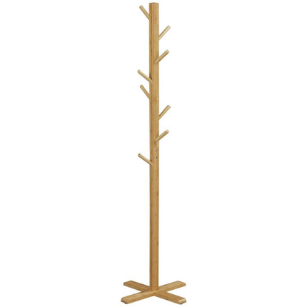 Coat and Hat Stand, 8 Hooks, 49.5 cm x 49.5 cm x 178 cm, Natural
