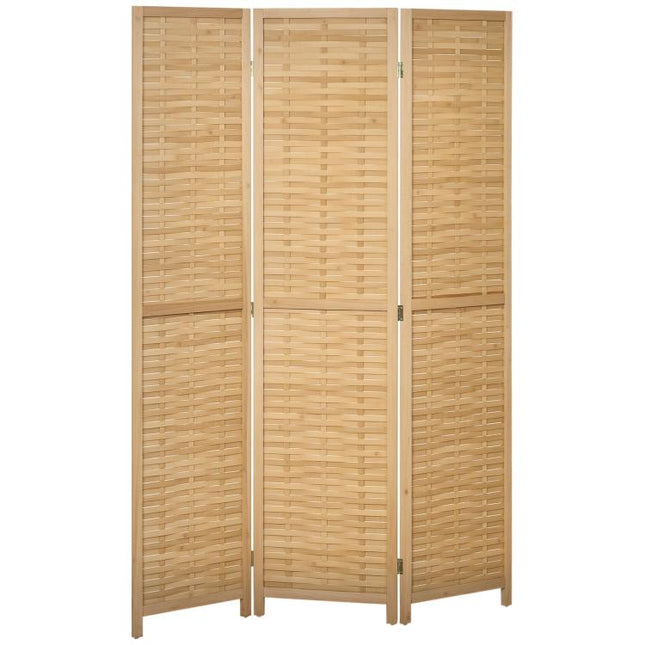 Paravent en bois séparateur de pièce closion de séparation pliable 3 panneaux en bambou 120 x 170 cm naturel clair