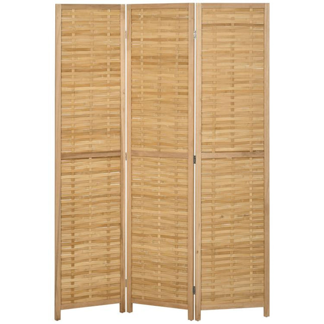 Paravent en bois séparateur de pièce closion de séparation pliable 3 panneaux en bambou 120 x 170 cm naturel clair