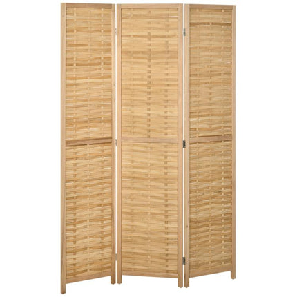 Paravent en bois séparateur de pièce closion de séparation pliable 3 panneaux en bambou 120 x 170 cm naturel clair