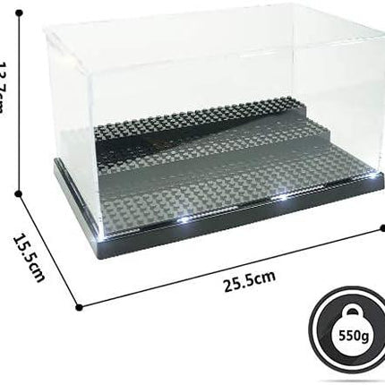 Minifigures Figure Display Case - 3-Tier Clear Acrylic Dustproof Black, Grey