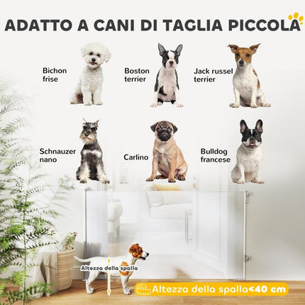 Cancellino per Cani Piccoli Estensibile 0-140x86.5 cm e Retrattile con Blocco Automatico, Bianco