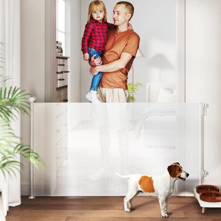 Cancellino per Cani Piccoli Estensibile 0-140x86.5 cm e Retrattile con Blocco Automatico, Bianco