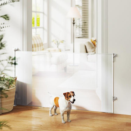 Cancellino per Cani Piccoli Estensibile 0-140x86.5 cm e Retrattile con Blocco Automatico, Bianco