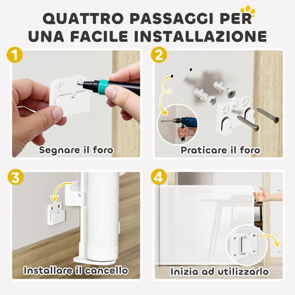 Cancellino per Cani Piccoli Estensibile 0-140x86.5 cm e Retrattile con Blocco Automatico, Bianco