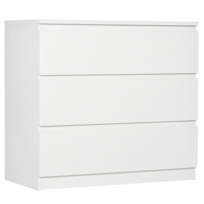 Cassettiera 3 Cassetti Moderna senza Maniglie per Camera e Soggiorno, 80x39x73 cm, Bianco