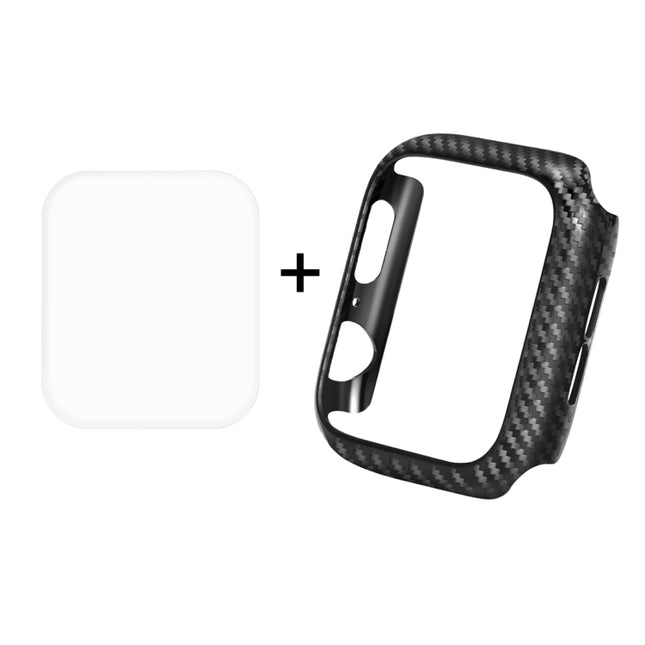 ENKAY Hat-Prince 2 in 1 Carbon Fiber Texture TPU Semi-clad Protective Shell + 3D Full Screen PET Curved Heat Bending HD Screen Protector For Apple Watch Series 6 / 5 / 4 / Watch SE 40mm, For Apple Watch Series 6 / 5 / 4 / Watch SE 40mm