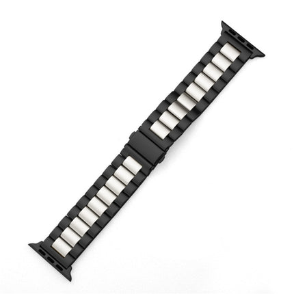 For Apple Watch Series 10 42mm / 9&8&7 41mm / SE 3&SE 2&6&SE&5&4 40mm / 3&2&1 38mm Fold Buckle 3 Beads Stainless Steel Watch Band