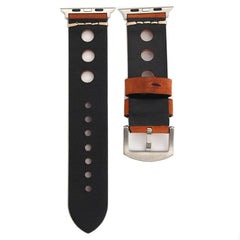 For Apple Watch Series 7 45mm / 6 & SE & 5 & 4 44mm / 42mm 3 & 2 & 1 Retro Hole Genuine Leather Wrist Watch Band