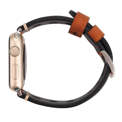 For Apple Watch Series 7 45mm / 6 & SE & 5 & 4 44mm / 42mm 3 & 2 & 1 Retro Hole Genuine Leather Wrist Watch Band